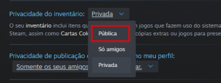 Configurações de privacidade